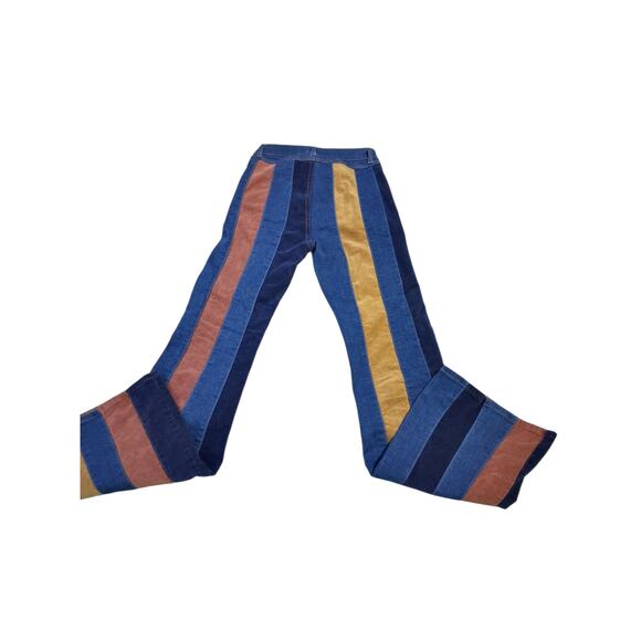 Altar'd State Flare Patchwork Women size 25 Faux Suede Hippie Retro Grunge Pants - Picture 2 of 12